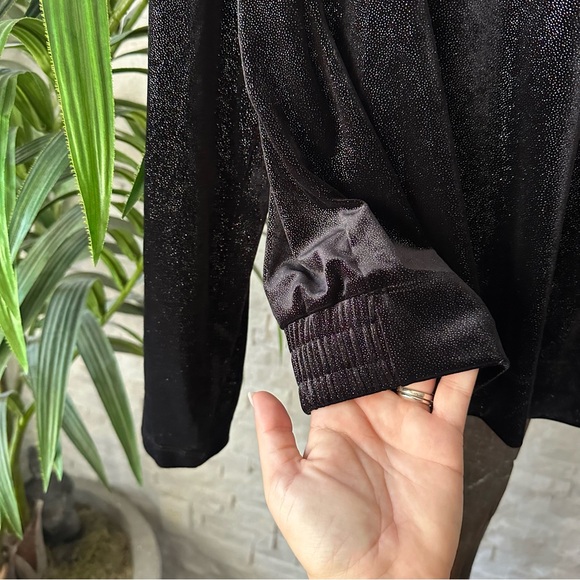 EMPORIO ARMANI Black Glitter Velvet Turtleneck Cowl Long Sleeve Blouse 44 - Picture 9 of 9